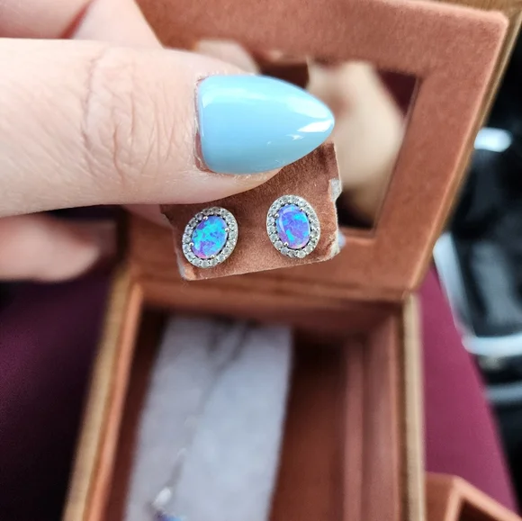 Kay Jewelers Silver and Blue Opal Rings - Picture 4 of 5